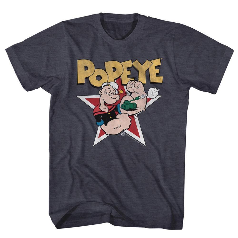Popeye Star Navy Heather Adult T Shirt